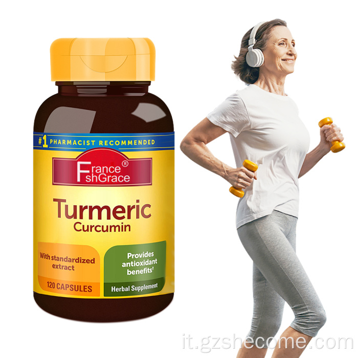 Supplemento di curcuma Supporto antiossidante Capsule di curcumina